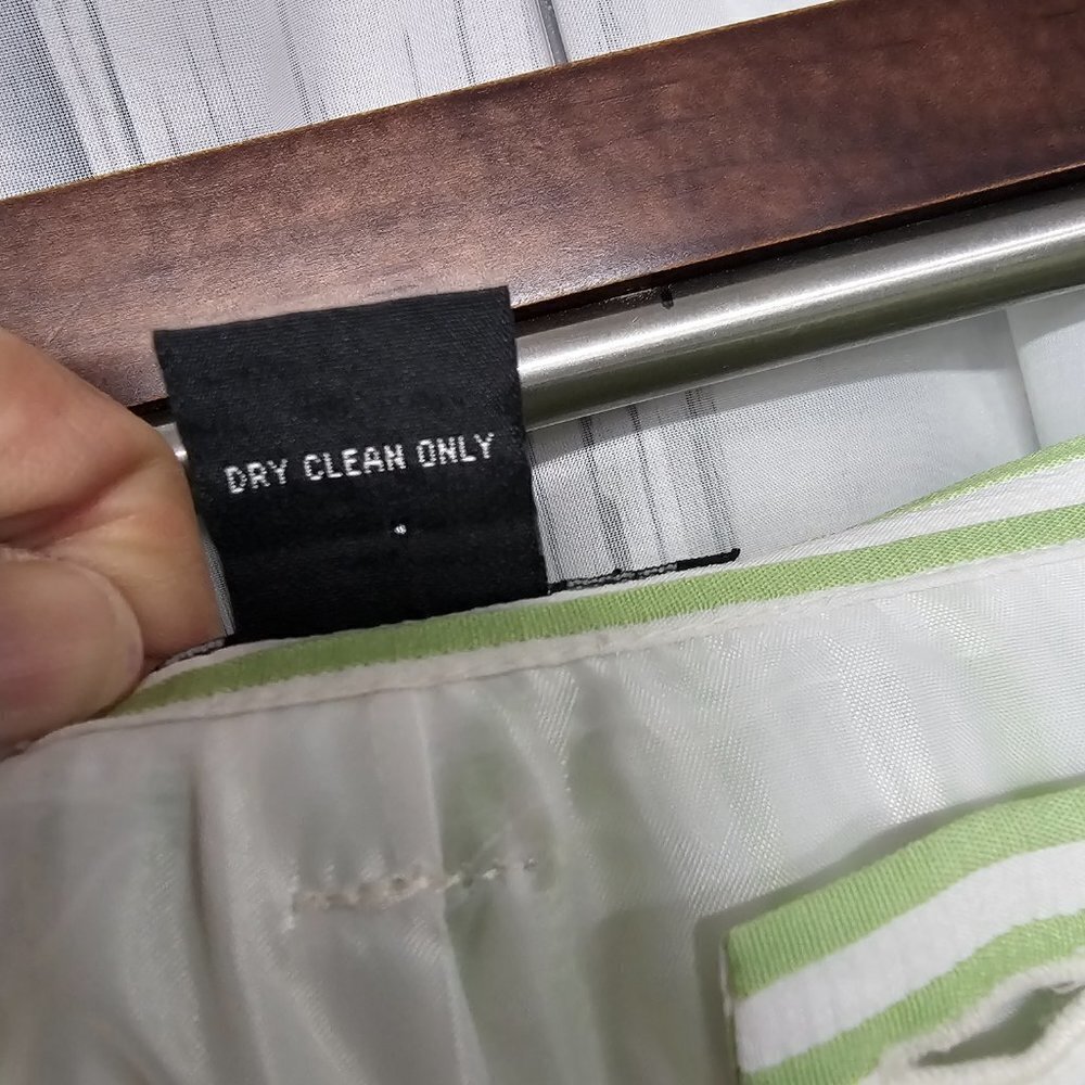 Donna Rae Pants Green Stripes Crop Cuff Casual Summer Straight 12 - Picture 12 of 14
